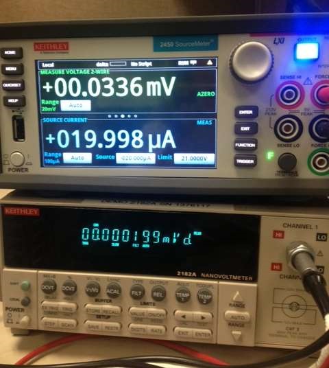 2450 working with nanovoltmeter in a delta mode test