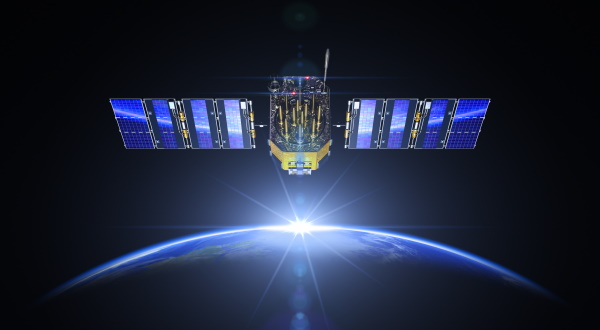 A communications satellite in orbit