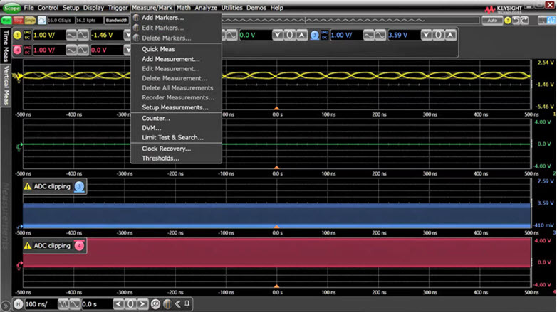 The interface on the Keysight MXR is based on older instruments and relies heavily on drop-down menus