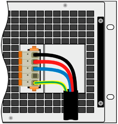 Connect a 208 VAC 3-phase cable to an EA power supply 