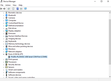 Screenshot of Device Manager showing