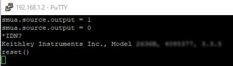Communicating with the instrument using PuTTY