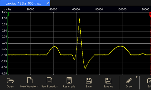 simulated cardiac waveform in ArbBuilder
