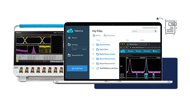 Upload, store, and share oscilloscope waveforms to the TekDrive workspace