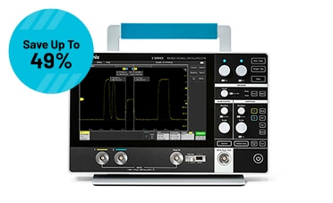 Picture of Tektronix MSO22-EDU Portable Oscilloscope with a callout that says Save up to 49%