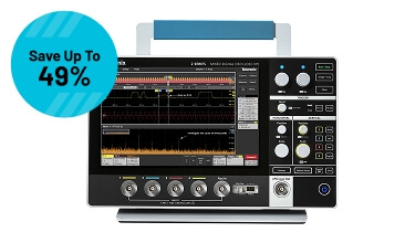 Picture of Tektronix MSO24-EDU Portable Oscilloscope with a callout that says Save up to 49%