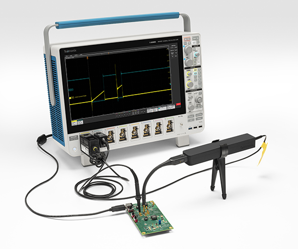 TICP IsoVu Isolated Current Probe connected to 5 Series B MSO and DUT.