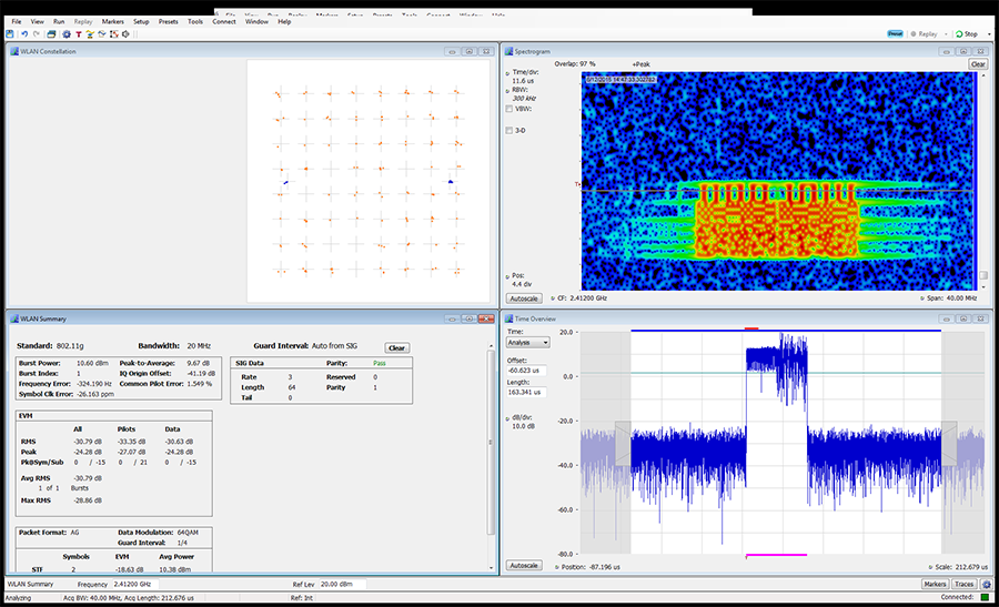 WLAN measurement application spectrum analyzer software