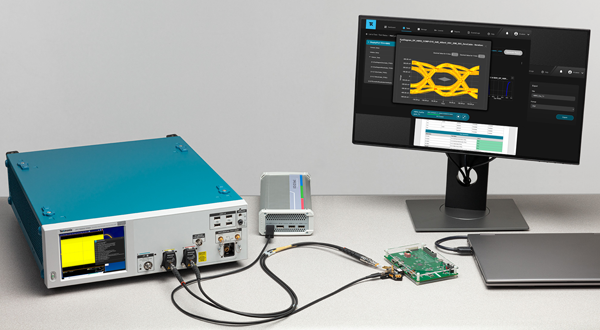 DPO70000SX oscilloscope and automated DisplayPort 1.4 software set-up.