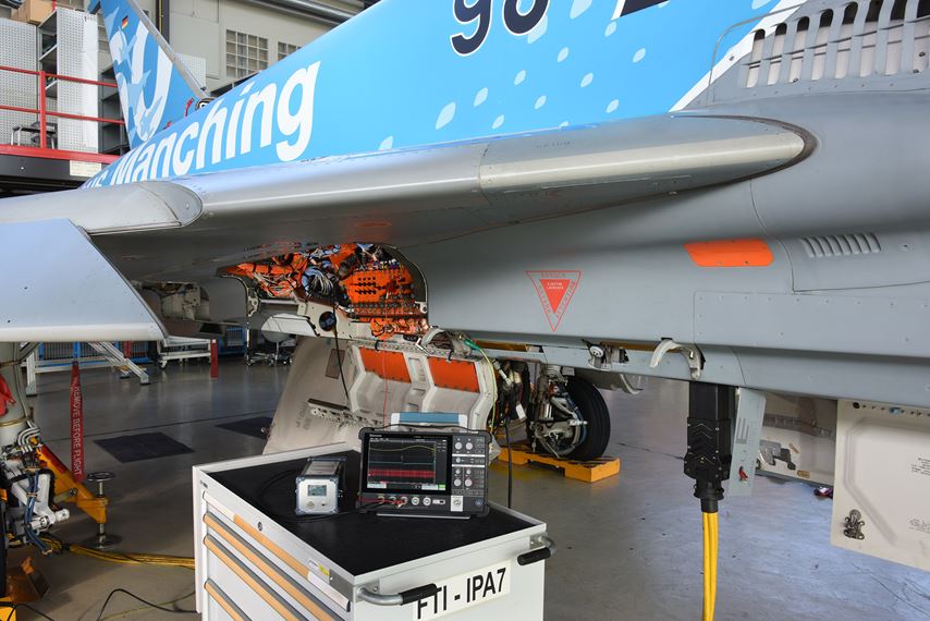 Tektronix 2 Series MSO being used to analyze an airbus