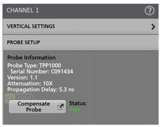 A screenshot from oscilloscope showing automatic digital compensation