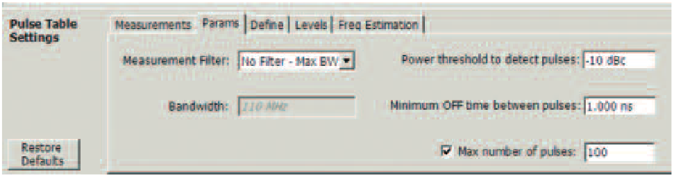 'Max number of Pulses' entry box