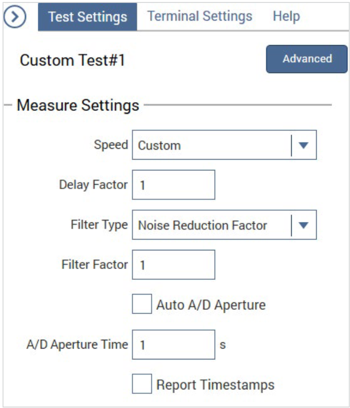 Custom Speed mode in Test Settings window.