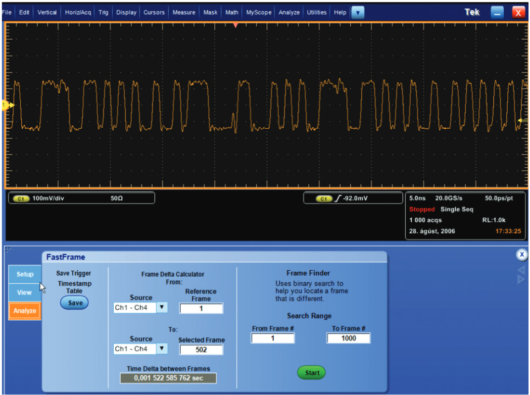Compare the conditions of each acquisition independently by scrolling through them using the VIEW menu of FastFrame.