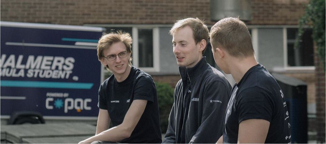 Alexander, member of Chalmers Formula Student, with his colleagues