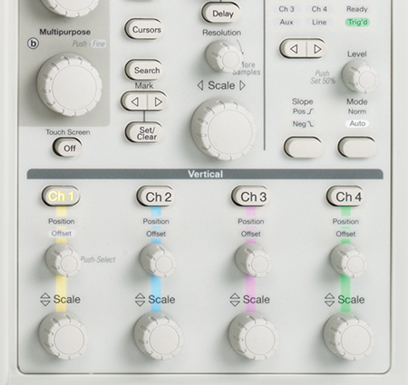 Oscilloscope front panel