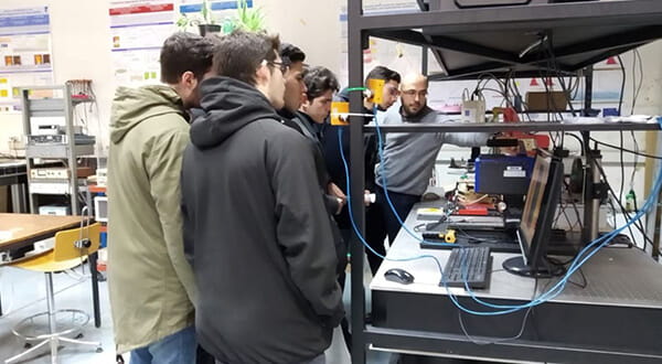 University engineering students learning how to use oscilloscopes and other test and measurement equipment