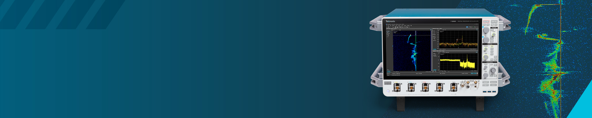 Picture of a Photonic Doppler Velocimetry (DPV) waveform capture sitting next to a high performance Tektronix oscilloscope.