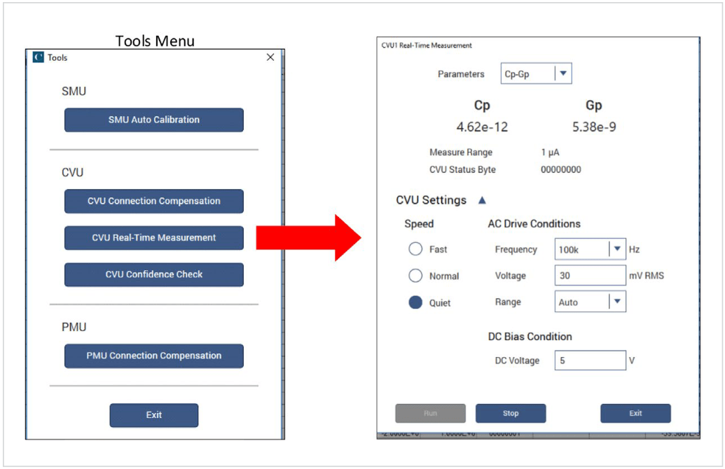 Real-Time Measurements window.